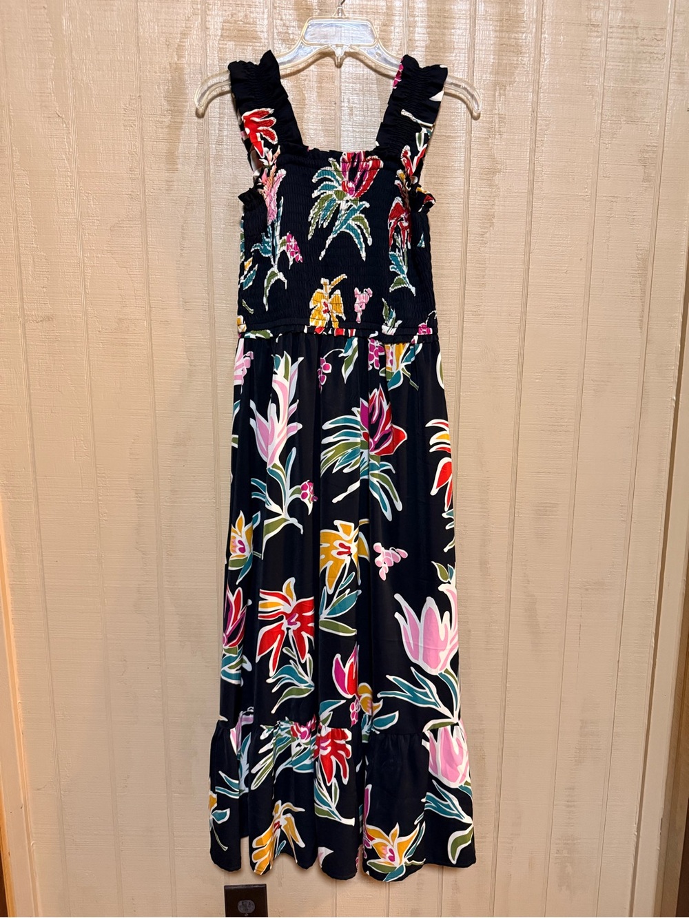 entro Black Maxi Dress with Multicolor Floral Print